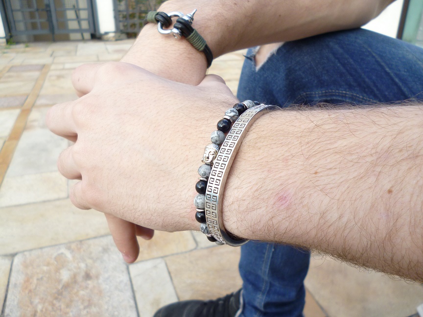 Pulseira de pedra masculina com buda